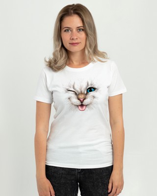 Футболка жіноча Кішечка біла - DTF11502