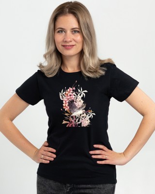 Футболка жіноча Птах і сакура чорна - DTF11502 Футболка жіноча Птах і сакура чорна - DTF11502