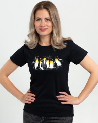 Футболка жіноча Пінгвіни чорна - DTF11502