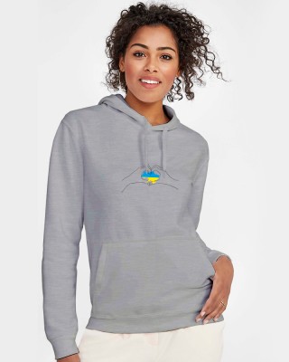 Худі з принтом Карта України та руки сірий меланж - 47101360/150(SOLS) Худі з принтом Карта України та руки сірий меланж - 47101360/150(SOLS)