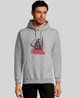 Худі з принтом Козак з шаблею та пістолем сірий меланж - 47101360/163(SOLS) Худі з принтом Козак з шаблею та пістолем сірий меланж - 47101360/163(SOLS)