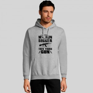 Худі з принтом My gun is bigger сірий меланж - 47101360/172(SOLS) Худі з принтом My gun is bigger сірий меланж - 47101360/172(SOLS)