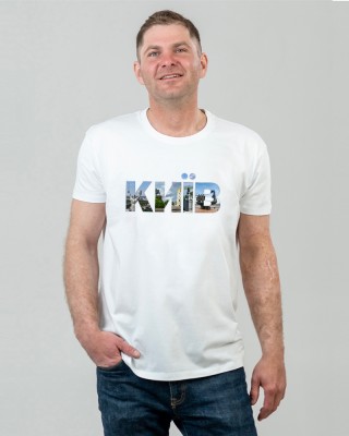 Футболка чоловіча Київ колаж біла - DTF11500 Футболка чоловіча Київ колаж біла - DTF11500