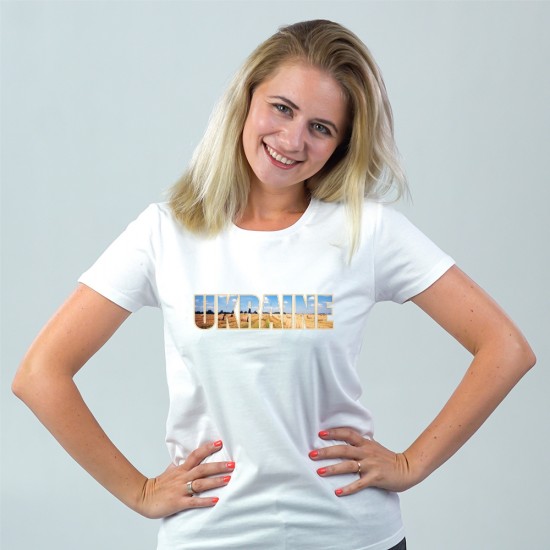Футболка жіноча Ukraine Поле біла - DTF11502 Футболка жіноча Ukraine Поле біла - DTF11502