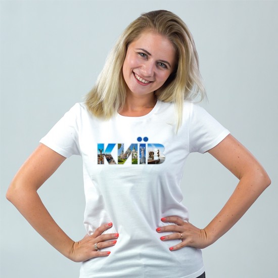 Футболка жіноча Київ біла - DTF11502 Футболка жіноча Київ біла - DTF11502
