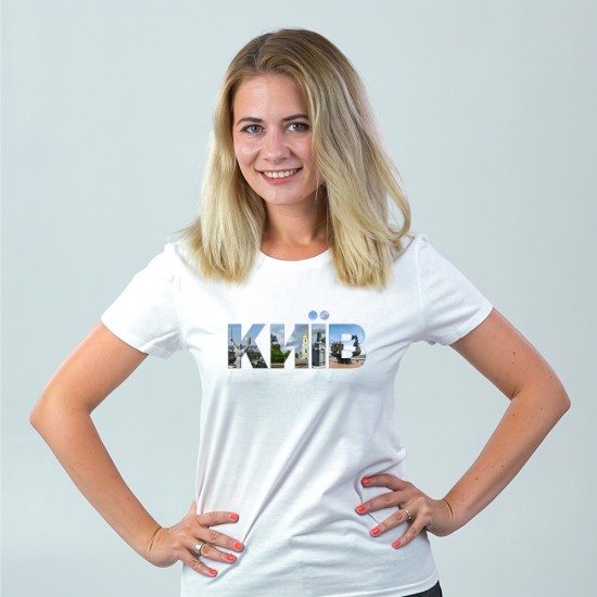 Футболка жіноча Київ колаж біла - DTF11502 Футболка жіноча Київ колаж біла - DTF11502