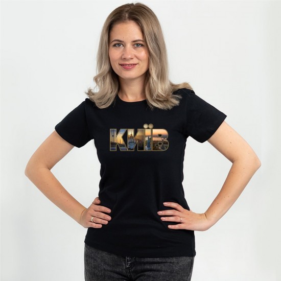 Футболка жіноча Київ чорна - DTF11502 Футболка жіноча Київ чорна - DTF11502