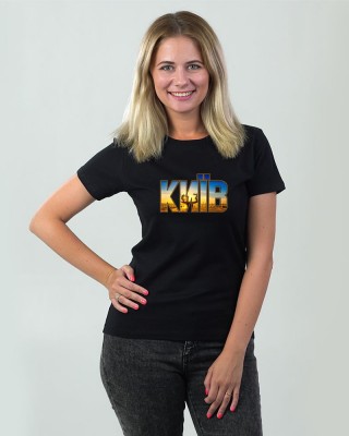 Футболка жіноча Київ вечірній чорна - DTF11502