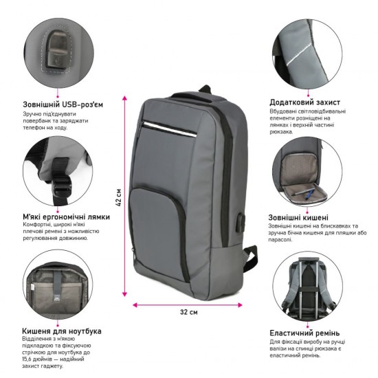 Рюкзак для ноутбука Nikibo Essential зі світловідбивачем - 30011205-01