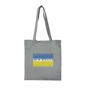 Шопер з довгими ручками Вишиванка великий прапор Ukraine сірий Шопер з довгими ручками Вишиванка великий прапор Ukraine сірий