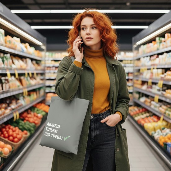 Шопер з довгими ручками Авжеш тільки що треба сірий