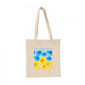 Шопер з довгими ручками з квітами I'am Ukrainian натуральний Шопер з довгими ручками з квітами I'am Ukrainian натуральний