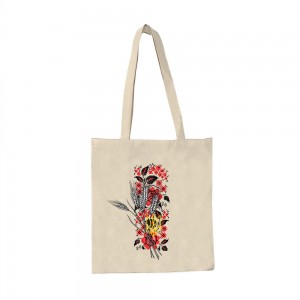 Шопер з довгими ручками Вишиванка герб та колосся натуральний Шопер з довгими ручками Вишиванка герб та колосся натуральний