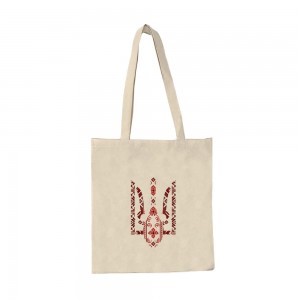 Шопер з довгими ручками Вишиванка Герб України натуральний Шопер з довгими ручками Вишиванка Герб України натуральний