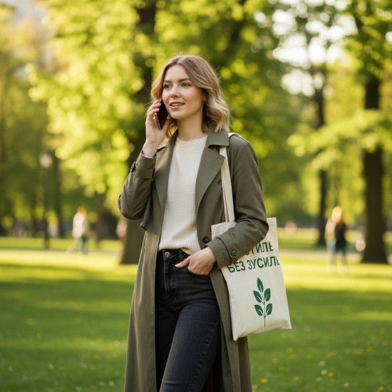 Шопер з довгими ручками Еко стиль без зусиль натуральний
