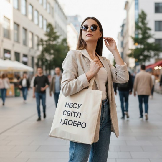 Шопер з довгими ручками Несу світло і добро натуральний