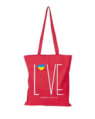 Шопер з довгими ручками LOVE червоний