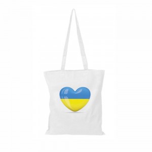 Шопер з довгими ручками серце України білий Шопер з довгими ручками серце України білий