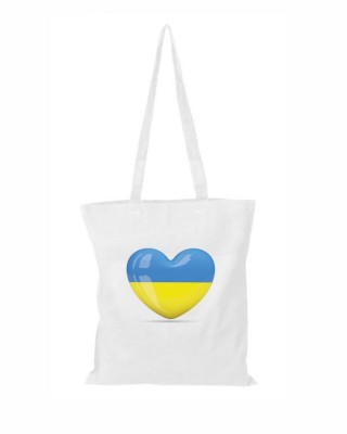 Шопер з довгими ручками серце України білий