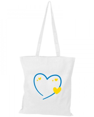 Шопер з довгими ручками блакитне серце білий