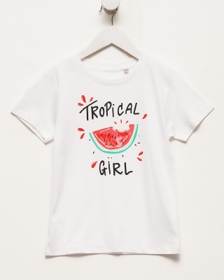 Футболка дитяча З кавуном Tropical girl біла - 02078 Футболка дитяча З кавуном Tropical girl біла - 02078