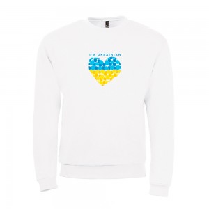 Світшот з принтом I'm Ukrainian з серцем білий - 01168102/144(SOLS) Світшот з принтом I'm Ukrainian з серцем білий - 01168102/144(SOLS)