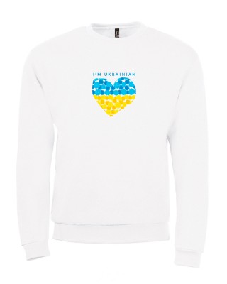Світшот з принтом I'm Ukrainian з серцем білий - 01168102/144(SOLS) Світшот з принтом I'm Ukrainian з серцем білий - 01168102/144(SOLS)