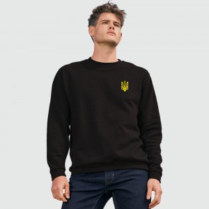 Світшот з принтом Жовтий тризуб на серці чорний - 01168312/259YH(SOLS) Світшот з принтом Жовтий тризуб на серці чорний - 01168312/259YH(SOLS)