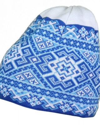 Шапка з національним орнаментом біло-синя - UA5500.03