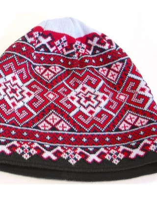 Шапка з національним орнаментом біло-червоно-чорна - UA5500.04