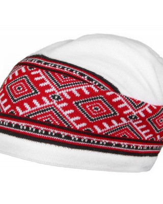 Шапка з національним орнаментом біло-червоно-чорна - UA5500.06