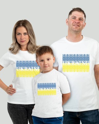 Футболка дитяча Вишиванка великий прапор Ukraine біла - DTF11970 Футболка дитяча Вишиванка великий прапор Ukraine біла - DTF11970