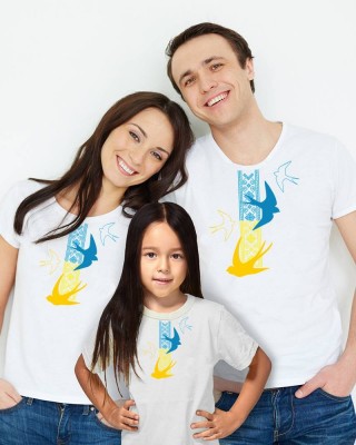 Футболка чоловіча Вишиванка Ластівки біла - DTF11500