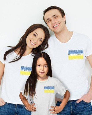 Футболка жіноча Вишиванка маленький прапор Ukraine біла - DTF11502 Футболка жіноча Вишиванка маленький прапор Ukraine біла - DTF11502