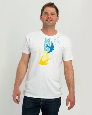 Футболка чоловіча Вишиванка Ластівки біла - DTF11500