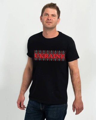 Футболка чоловіча Вишиванка орнамент Ukraine чорна - DTF11500