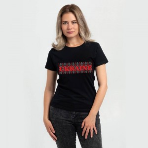 Футболка жіноча Вишиванка орнамент Ukraine чорна - DTF11502 Футболка жіноча Вишиванка орнамент Ukraine чорна - DTF11502