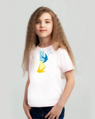 Футболка дитяча Вишиванка Ластівки біла - DTF11970