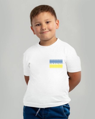 Футболка дитяча Вишиванка маленький прапор Ukraine біла - DTF11970 Футболка дитяча Вишиванка маленький прапор Ukraine біла - DTF11970